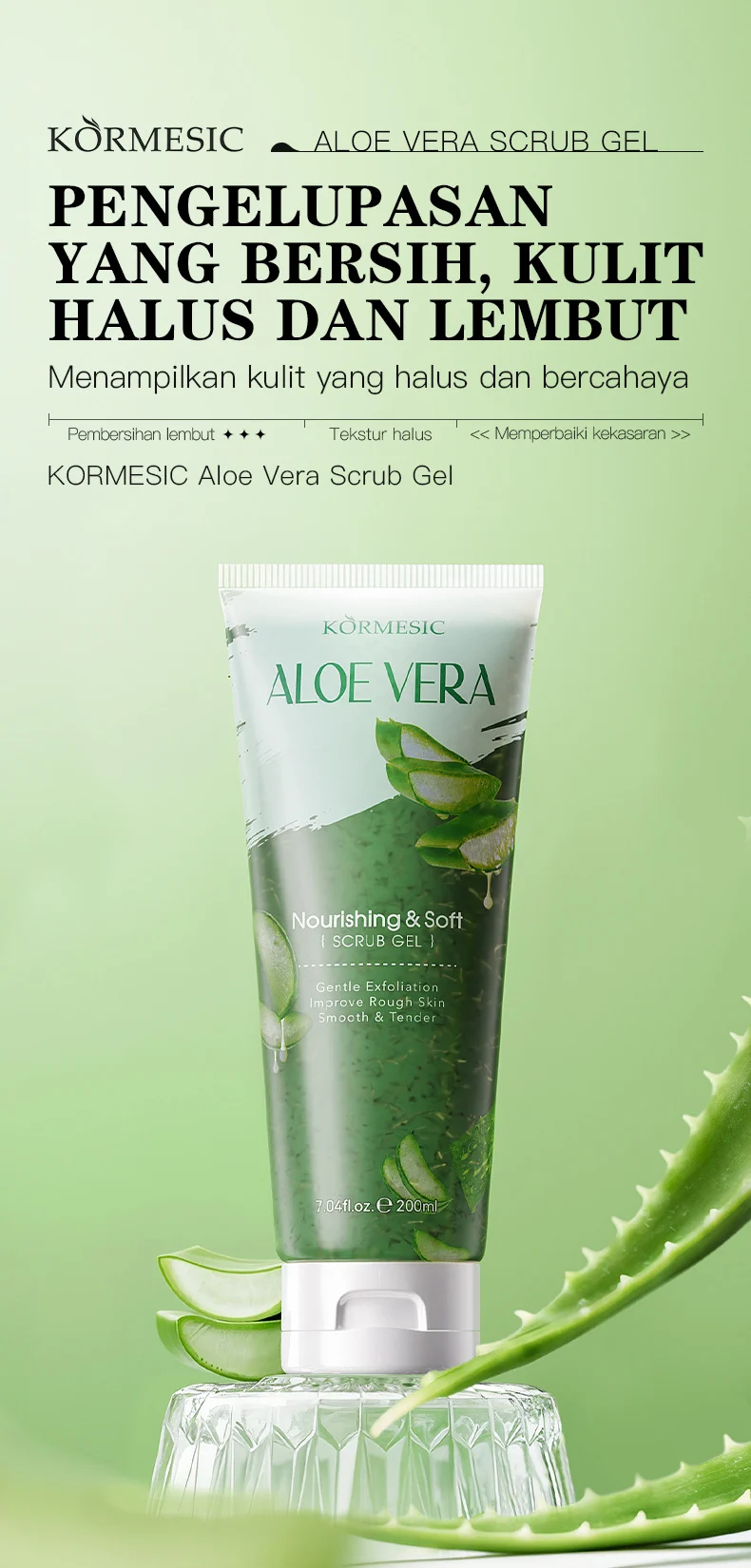 Aloe Vera Scrub Gel for Gentle Exfoliation & Smooth Skin - 200ml 3 aloe vera scrub gel spu959164066110 desc 3