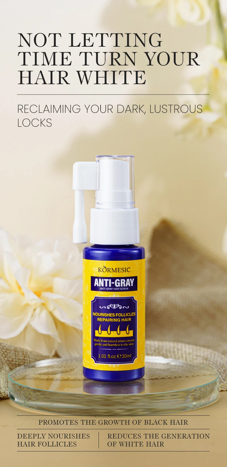 Anti-Gray Hair Serum - Repairing & Nourishing Treatment for Smooth Shine 1 anti gray hair serum spu851226921364 desc 1