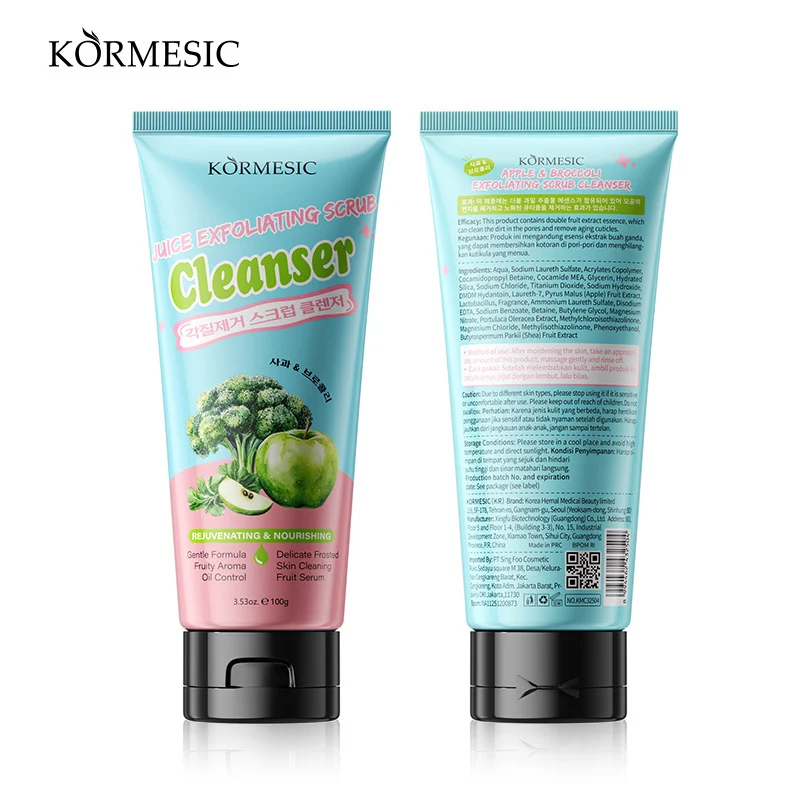 Apple & Broccoli Juice Exfoliating Scrub Cleanser 100g - Dual Action Formula 1 apple broccoli exfoliating facial scrub spu953566997214 desc 1
