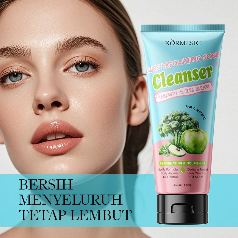 Apple & Broccoli Juice Exfoliating Scrub Cleanser 100g - Dual Action Formula 10 apple broccoli exfoliating facial scrub spu953566997214 desc 10