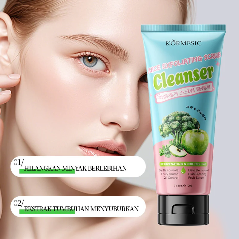 Apple & Broccoli Juice Exfoliating Scrub Cleanser 100g - Dual Action Formula 6 apple broccoli exfoliating facial scrub spu953566997214 desc 6