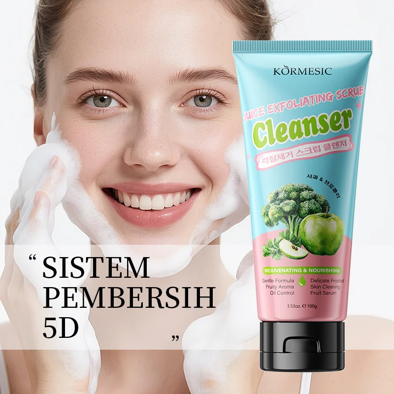 Apple & Broccoli Juice Exfoliating Scrub Cleanser 100g - Dual Action Formula 8 apple broccoli exfoliating facial scrub spu953566997214 desc 8