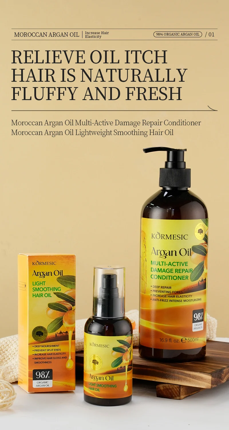 Moroccan Argan Oil Conditioner & Hair Oil Set - 500ml Damage Repair 1 argan oil hair conditioner oil spu827623089017 desc 1