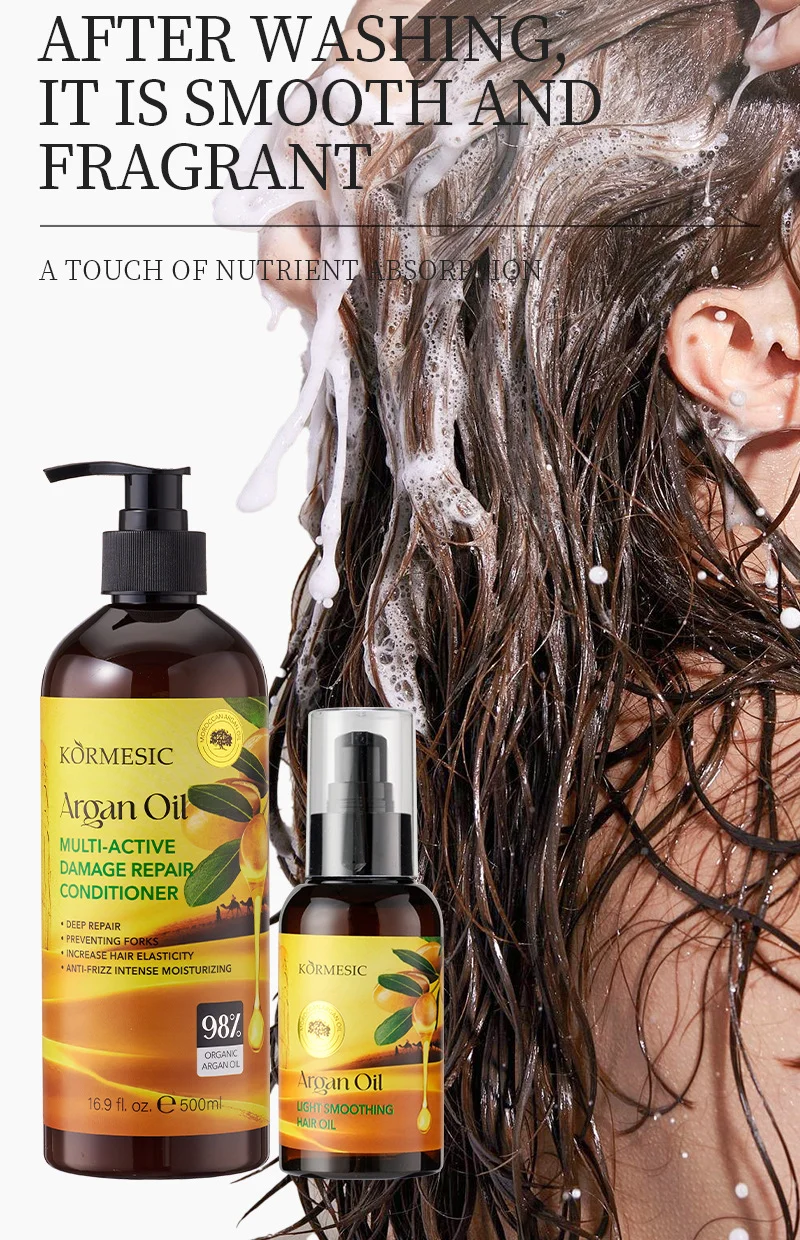 Moroccan Argan Oil Conditioner & Hair Oil Set - 500ml Damage Repair 7 argan oil hair conditioner oil spu827623089017 desc 7