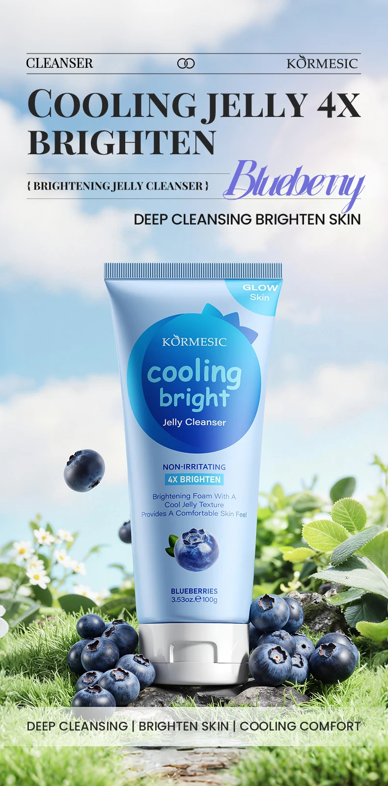 Blueberry Jelly Cleanser - Brightening & Moisturizing Facial Cleanser 100g 3 blueberry jelly cleanser spu982817584950 desc 3