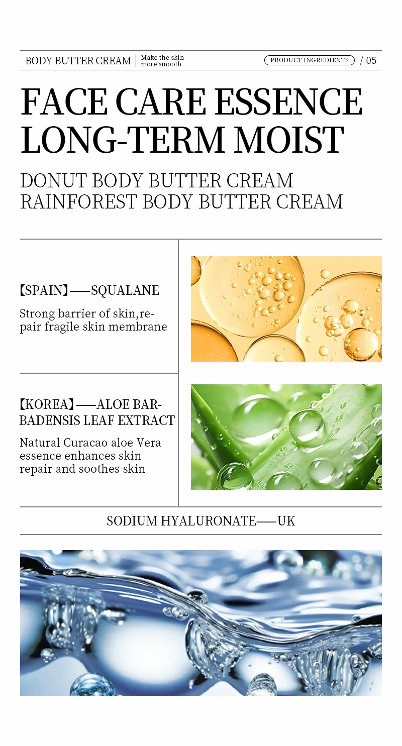 Donut Body Butter Cream 300g - Deep Moisturizing & Skin Repair 4 body butter cream spu860591200341 desc 4
