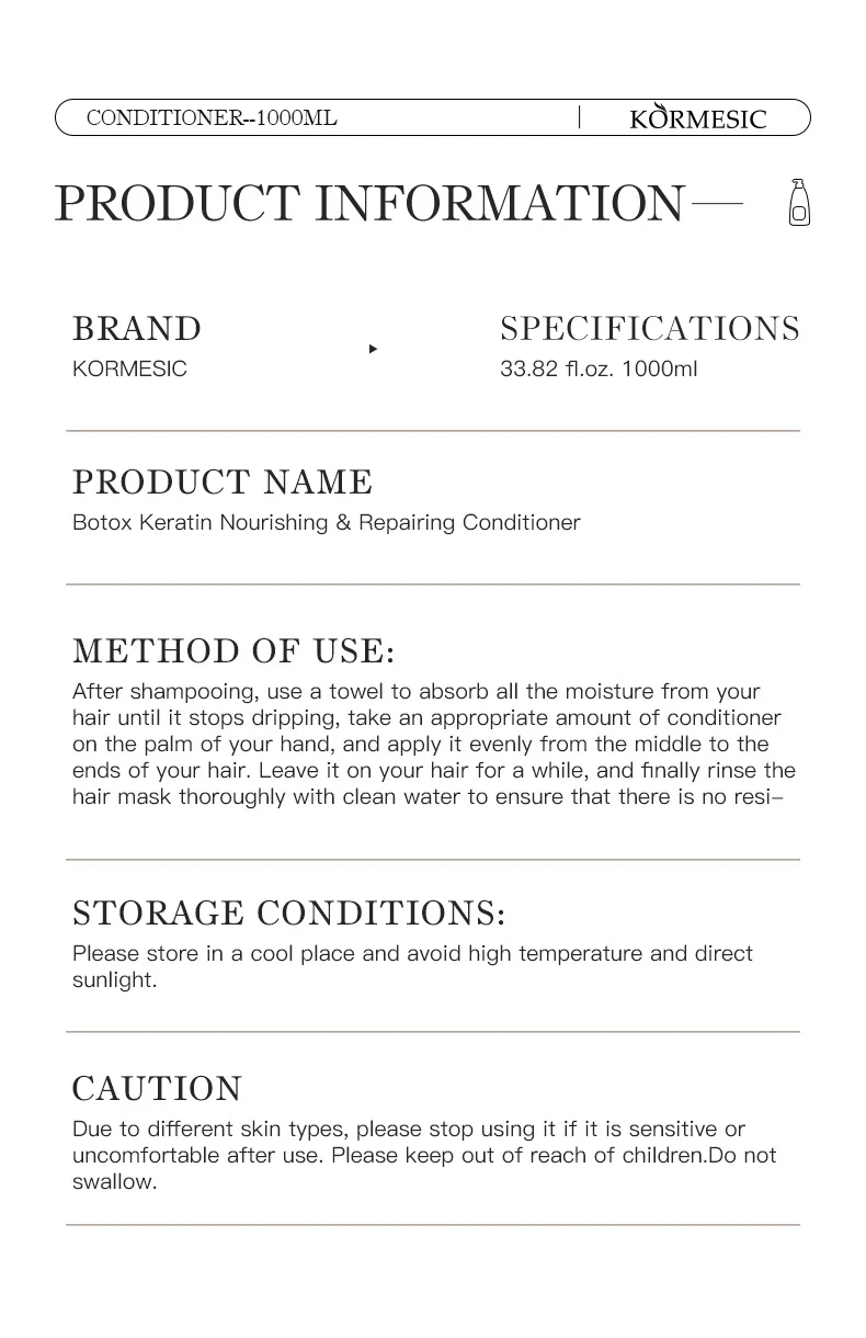 Botox Keratin Repair Conditioner for Hair Strengthening - 1000ml 3 botox keratin hair conditioner spu855622907216 desc 3