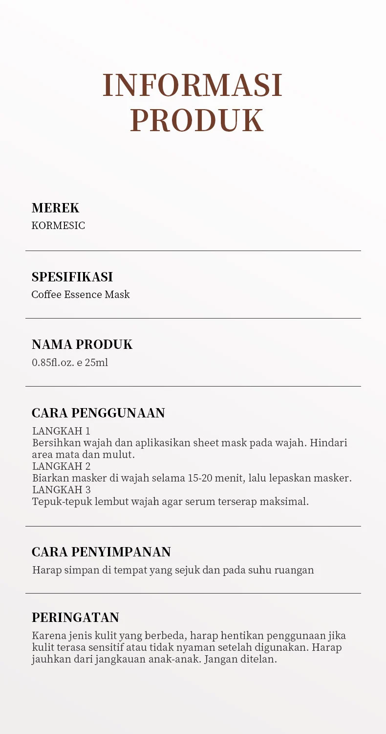 Coffee Essence Face Mask for Brightening & Anti-Wrinkle 9 coffee essence face mask spu953241081596 desc 9