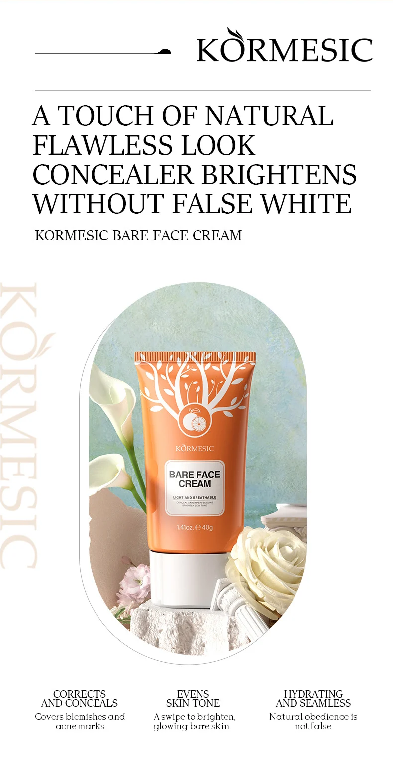 Bare Face Cream & VC Exfoliating Gel Skincare Set - Lightweight Concealer & Brightening Duo 6 concealer foundation exfoliating gel spu871723862445 desc 6