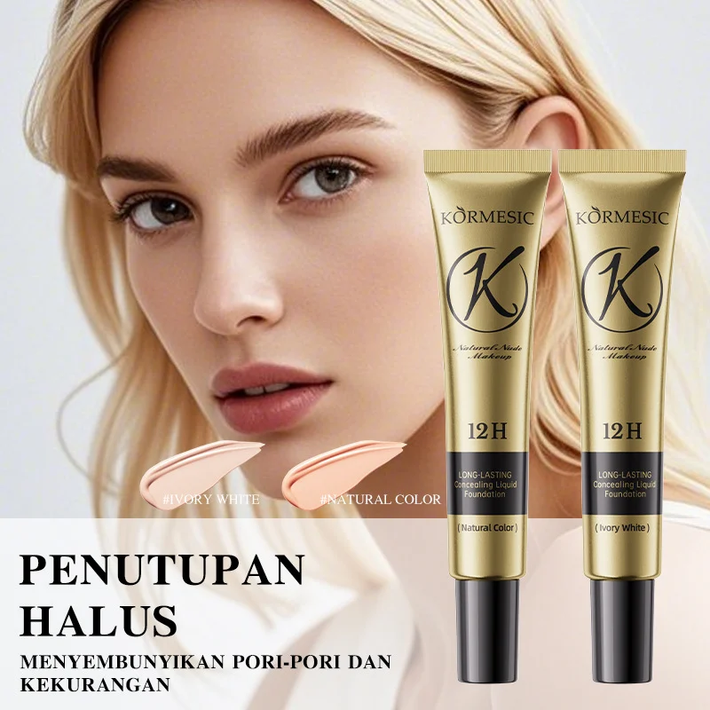 concealing-liquid-foundation-spu946548532186-1 KORMESIC Long-Lasting Concealing Liquid Foundation - 12H Wear, Ivory White & Natural Color
