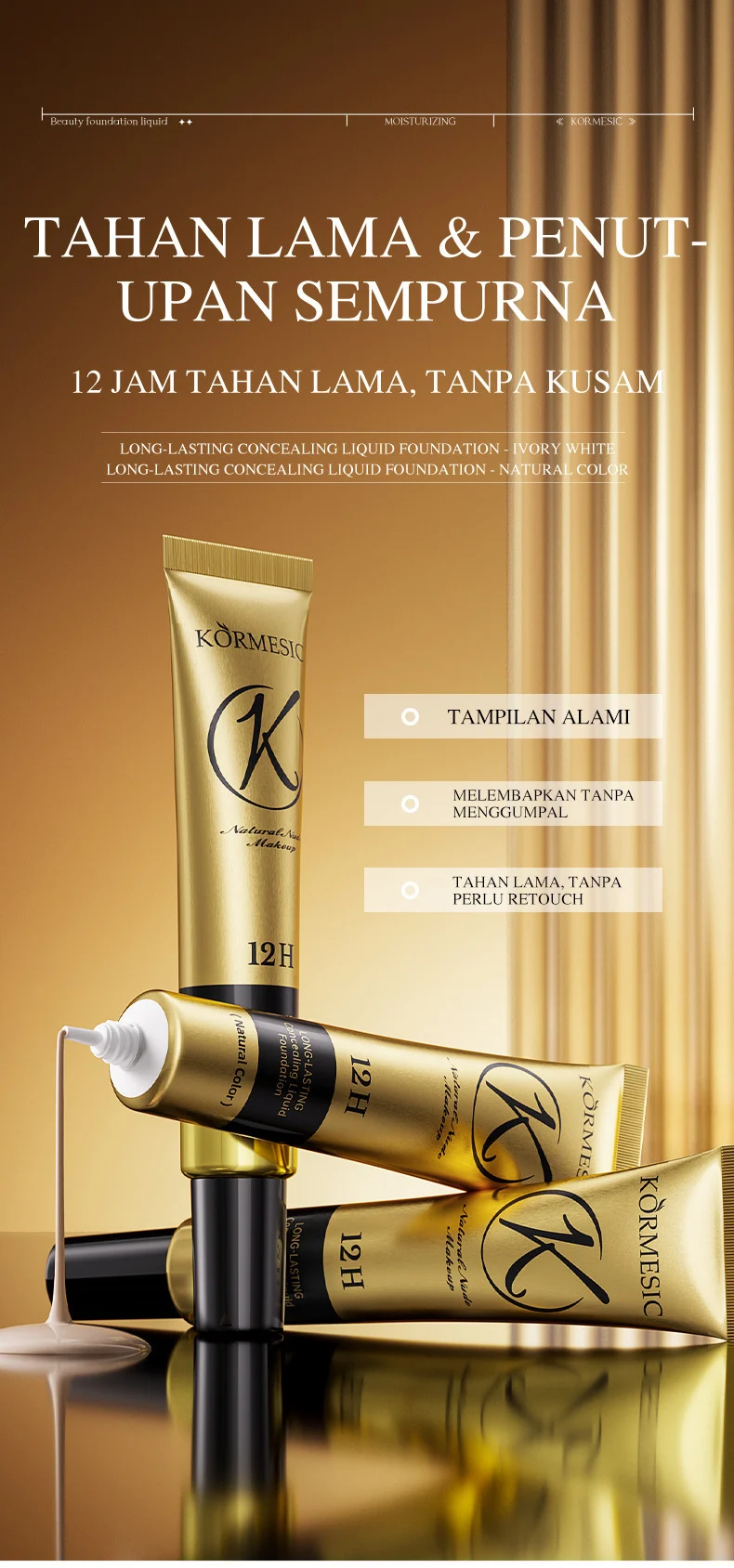Long-Lasting Concealing Liquid Foundation - 12H Wear, Ivory White & Natural Color 1 concealing liquid foundation spu946548532186 desc 1