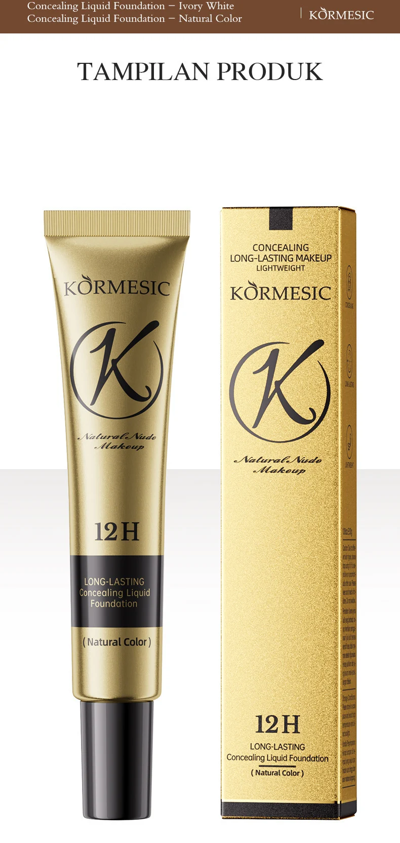 Long-Lasting Concealing Liquid Foundation - 12H Wear, Ivory White & Natural Color 8 concealing liquid foundation spu946548532186 desc 8
