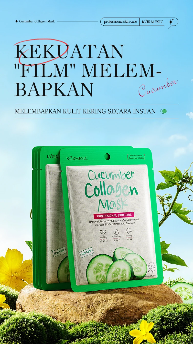 Cucumber Collagen Facial Mask for Deep Hydration & Soothing 1 cucumber collagen facial mask spu945085405615 desc 1