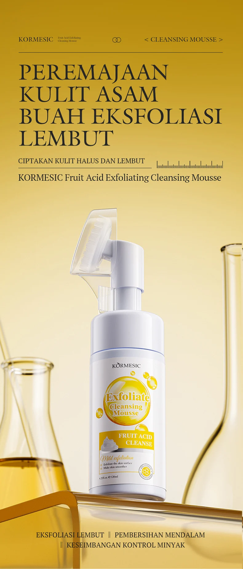 Fruit Acid Exfoliating Cleansing Mousse for Deep Pore Cleaning 120ml 1 exfoliating cleansing mousse spu978693585822 desc 1