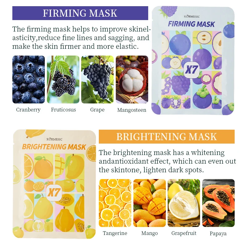 Firming & Brightening Fruit Facial Mask Sheet Set with 25g Essence 3 firming brightening facial mask spu799594998309 desc 3