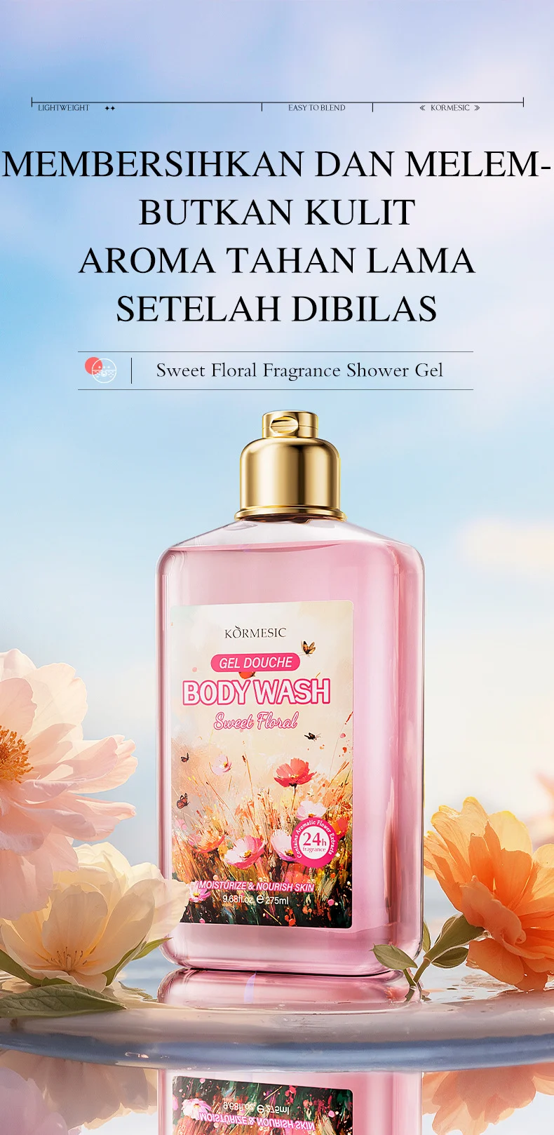 Sweet Floral Fragrance Shower Gel - Moisturizing Body Wash 275ml 1 floral scented shower gel spu945506165395 desc 1