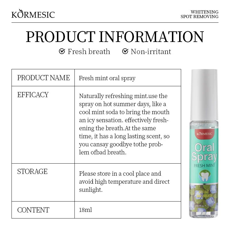 Fresh Mint Oral Spray 18ml - Instant Bad Breath Relief 2 fresh mint oral spray spu810832751570 desc 2