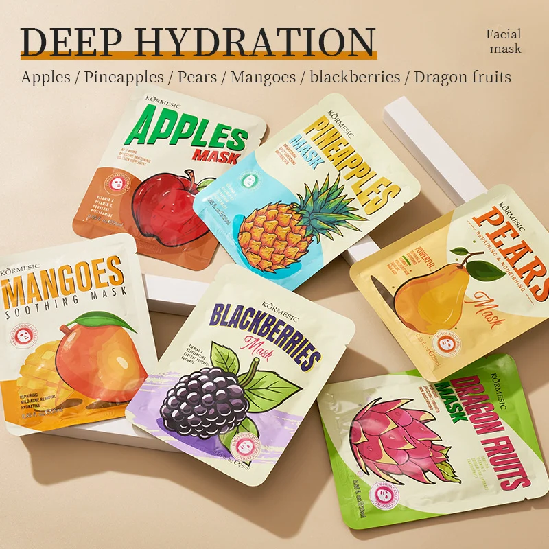 Mango Pineapple Apple Brightening Hydrating Face Mask Set - 6 Types 1 fruit mask set spu946158976594 desc 1