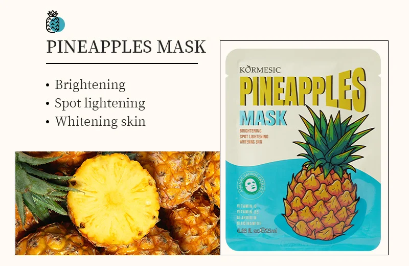 Mango Pineapple Apple Brightening Hydrating Face Mask Set - 6 Types 3 fruit mask set spu946158976594 desc 3