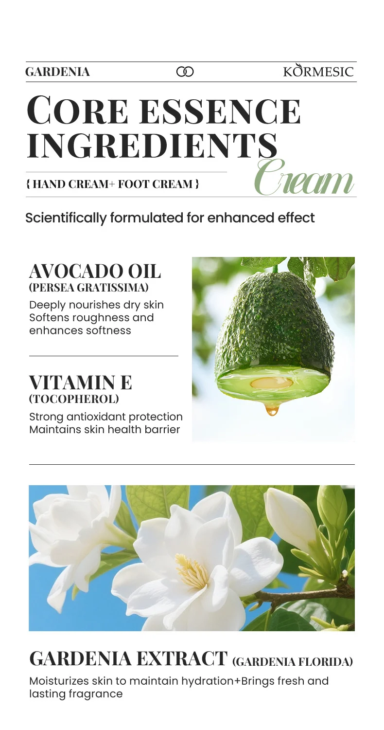 Gardenia Hand and Foot Cream Set - Nourishing & Repairing Duo for Dry Skin 4 gardenia hand foot cream set spu990371495212 desc 4