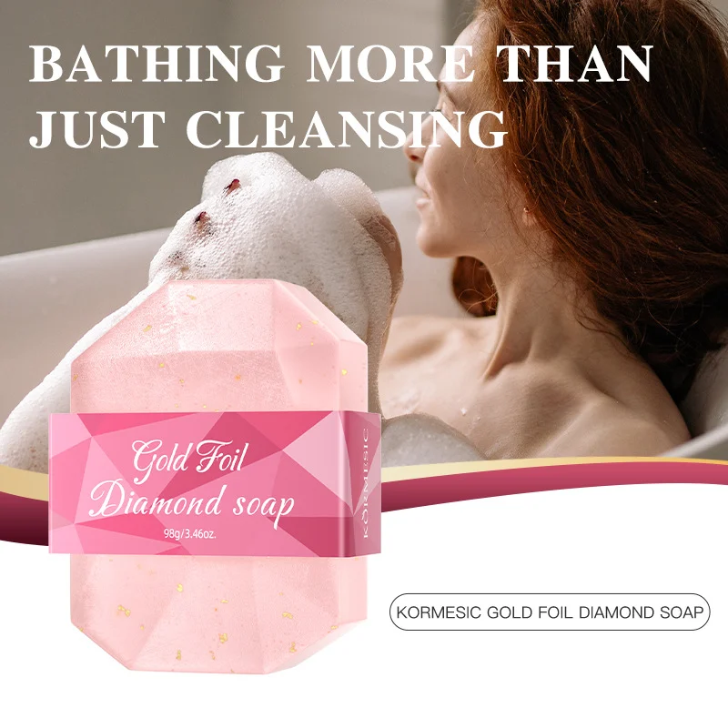 gold-foil-diamond-soap-spu794608401417-1 KORMESIC Gold Foil Diamond Soap with Visible Gold Flakes, 98g Romantic Rose Fragrance