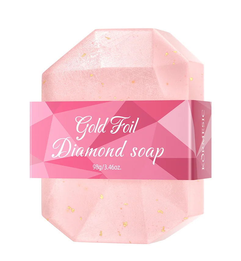 Gold Foil Diamond Soap with Visible Gold Flakes - 98g Rose Scent 7 gold foil diamond soap spu794608401417 desc 7