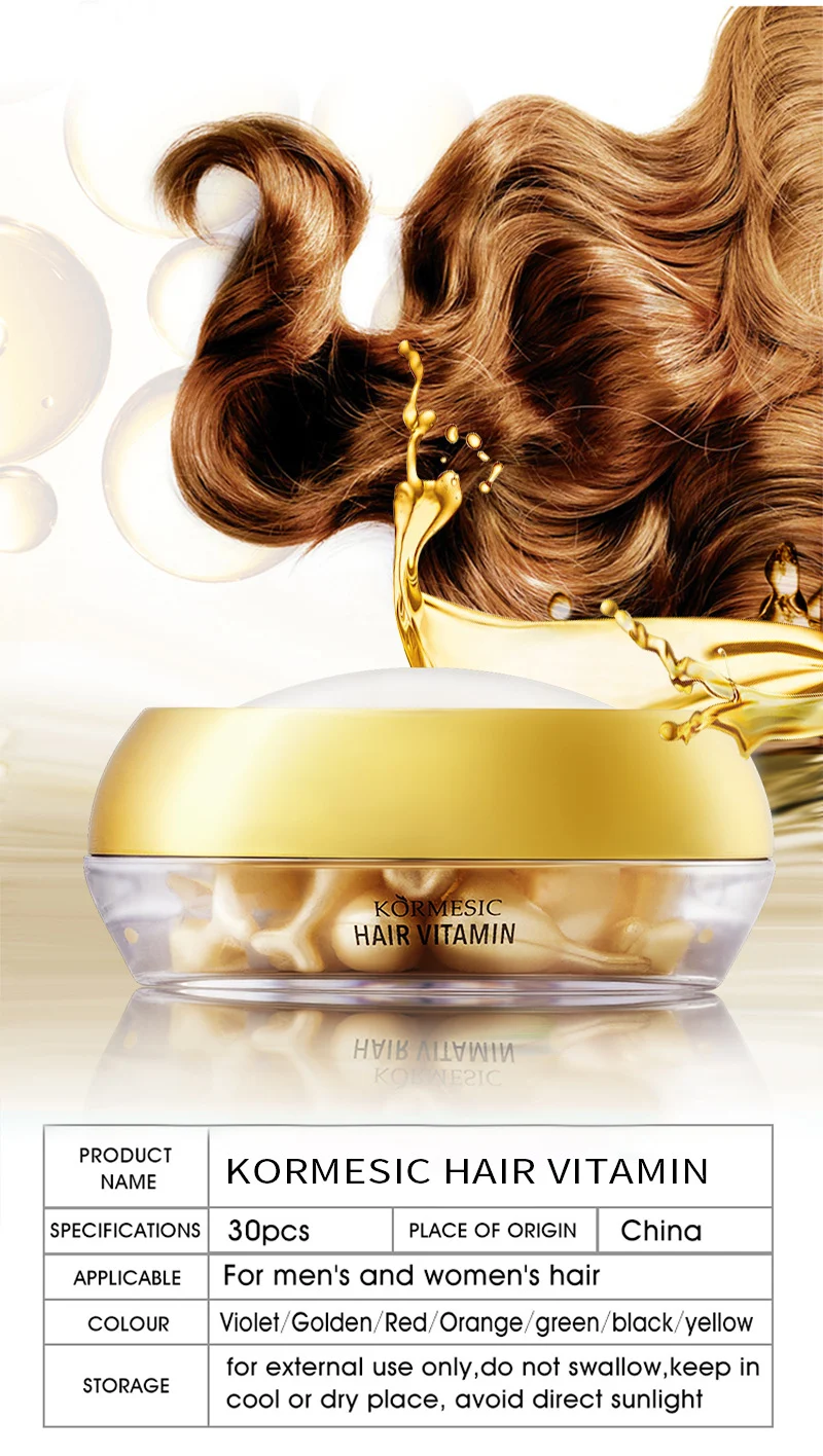 Hair Vitamin Capsules with Moroccan Oil for Dry Damaged Repair - 30 Capsules 5 hair vitamin capsules spu747846638568 desc 5