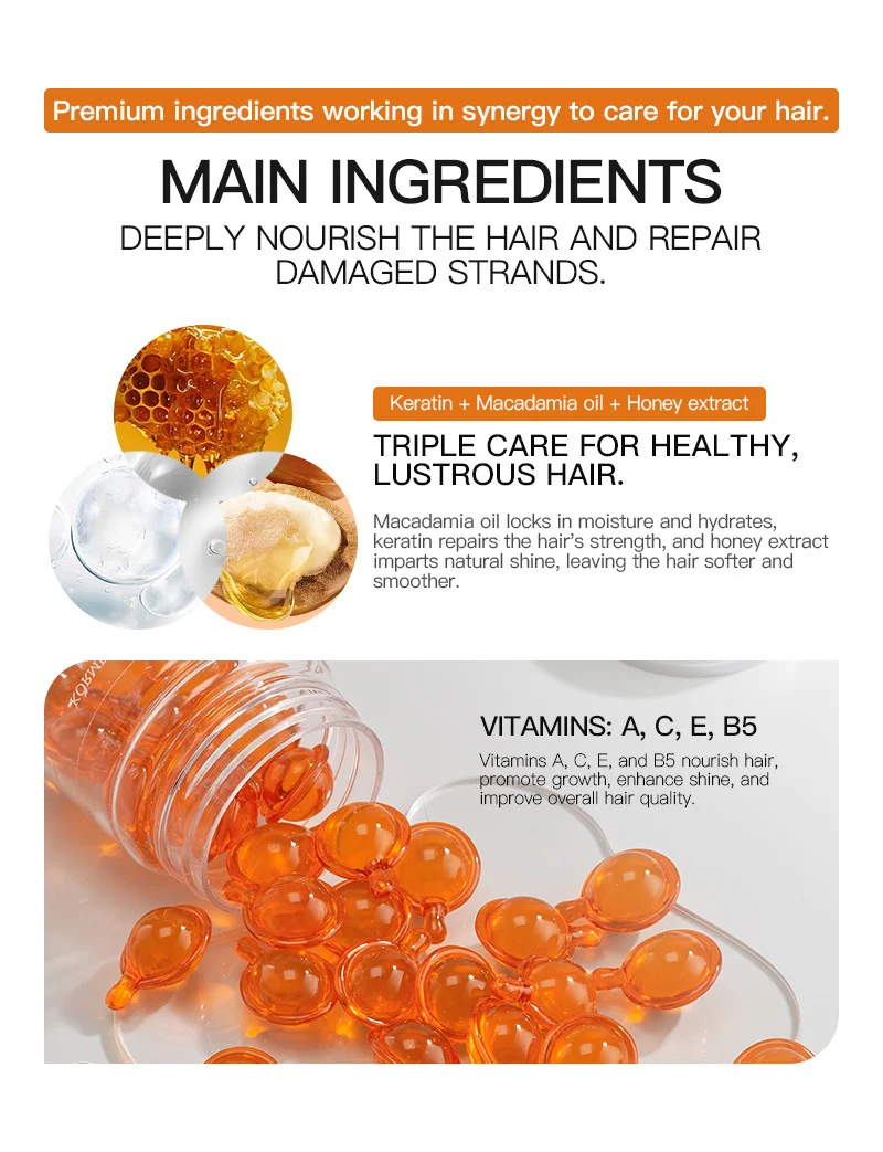Moroccan Oil and Honey Multivitamin Hair Serum - 40 Capsules 3 honey multivitamin hair serum spu859945062338 desc 3