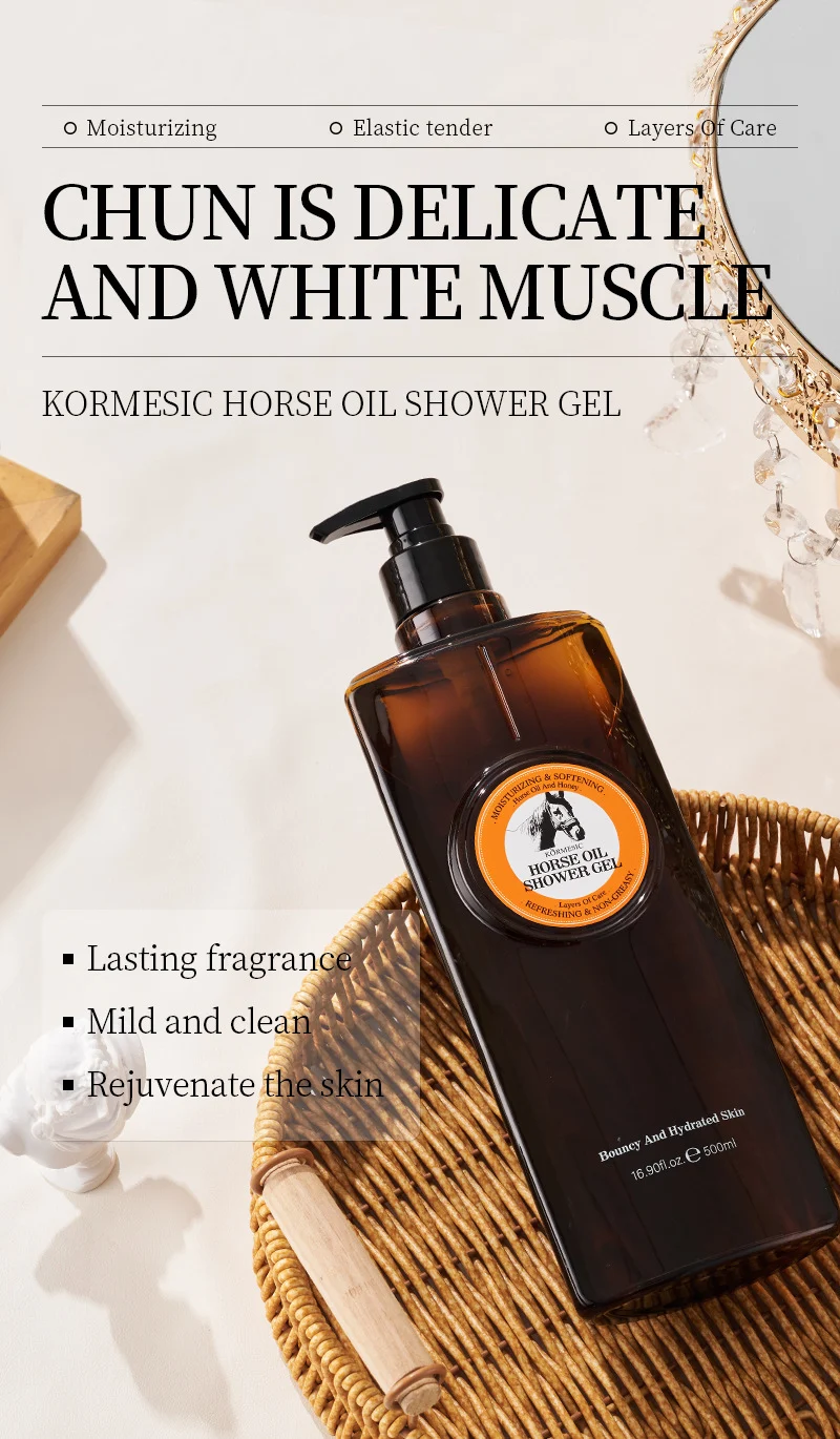 Horse Oil Shower Gel 500ml - Moisturizing & Hydrating Body Wash 3 horse oil shower gel spu798223307594 desc 3