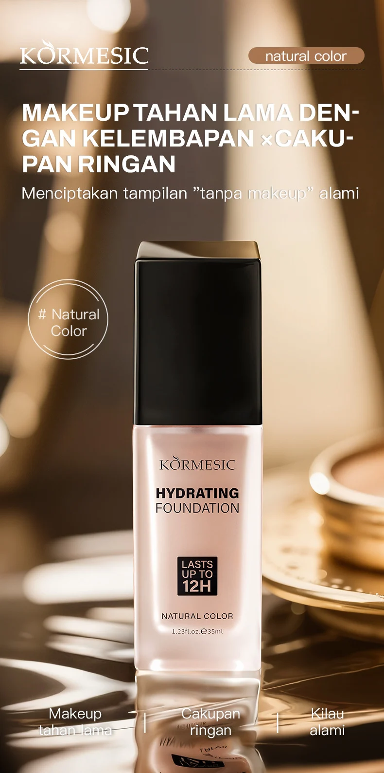 Hydrating Foundation - Natural Color & 12-Hour Wear, 35ml 2 hydrating foundation natural color spu953561437685 desc 2