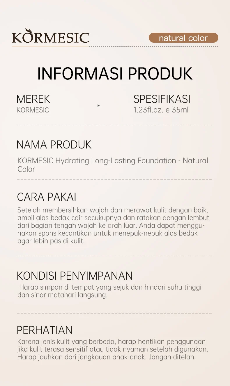 Hydrating Foundation - Natural Color & 12-Hour Wear, 35ml 9 hydrating foundation natural color spu953561437685 desc 9