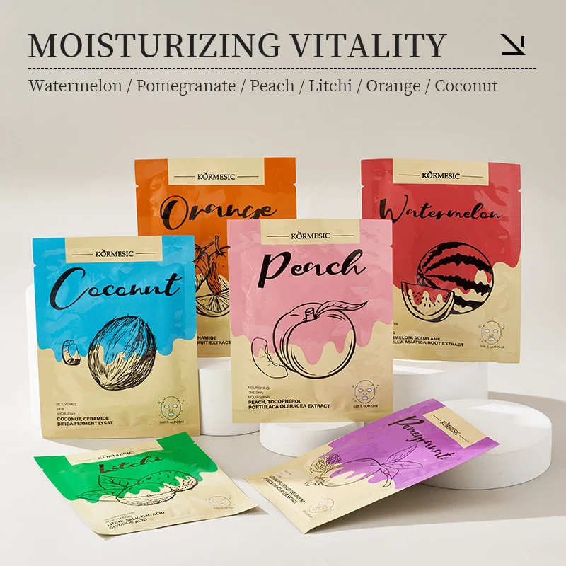 hydrating-fruit-facial-mask-spu956507567613-1 KORMESIC Hydrating Fruit Facial Mask Set | Watermelon, Peach, Coconut