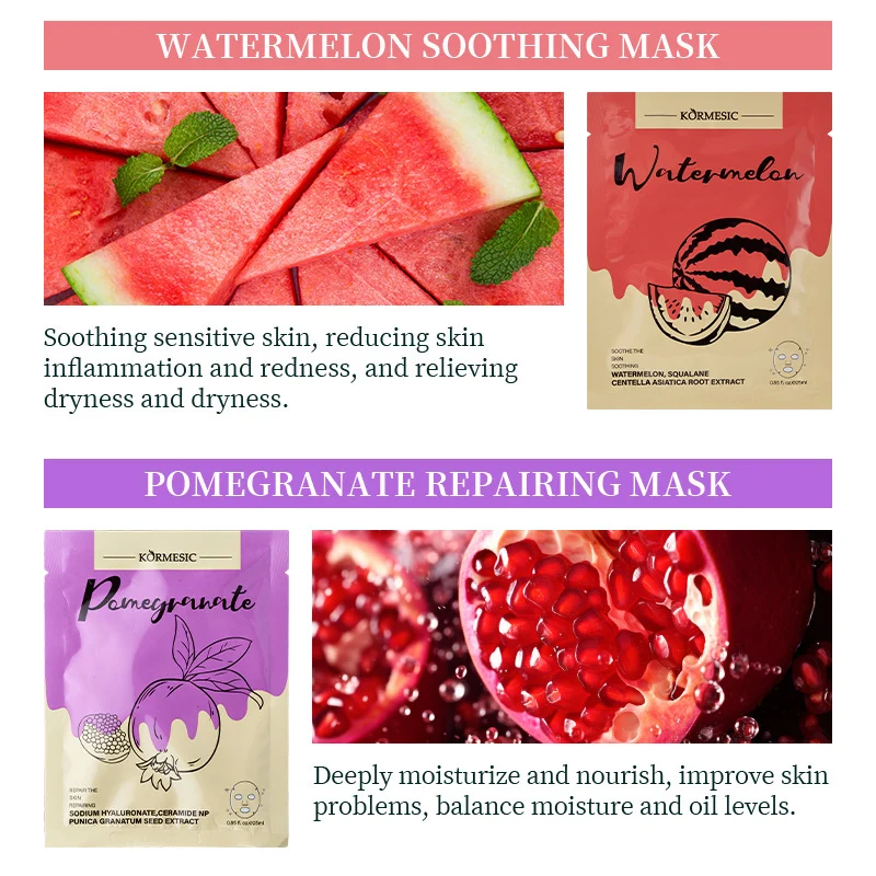 Hydrating Fruit Facial Mask Set - Watermelon, Peach & Coconut (25ml) 4 hydrating fruit facial mask spu956507567613 desc 5