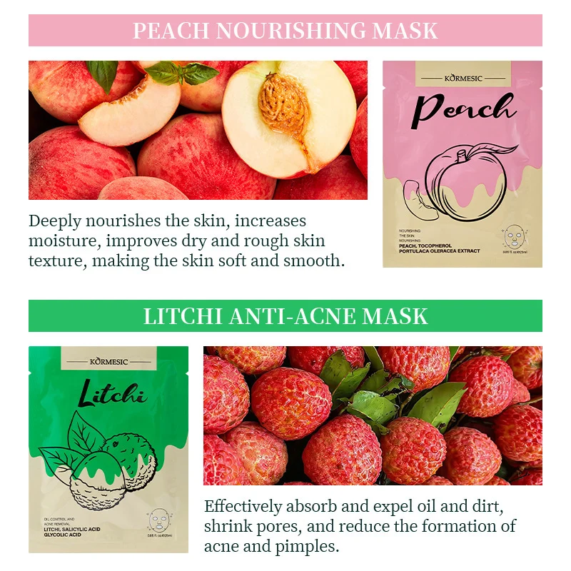 Hydrating Fruit Facial Mask Set - Watermelon, Peach & Coconut (25ml) 5 hydrating fruit facial mask spu956507567613 desc 6