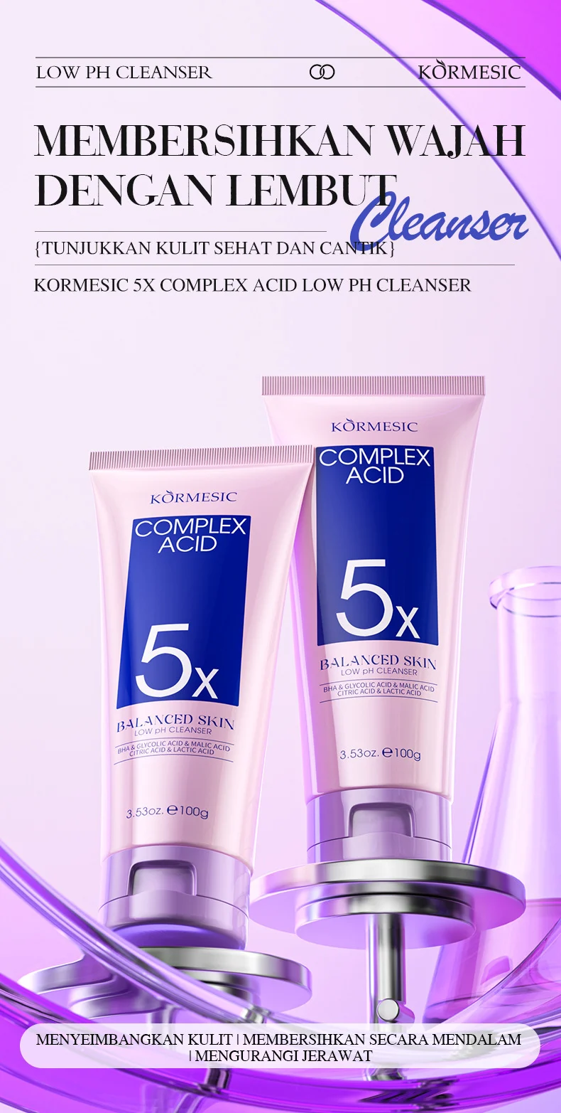 5X Complex Acid Low pH Cleanser 100g - Gentle Daily Facial Cleansing 3 low ph facial cleanser spu958536654667 desc 3