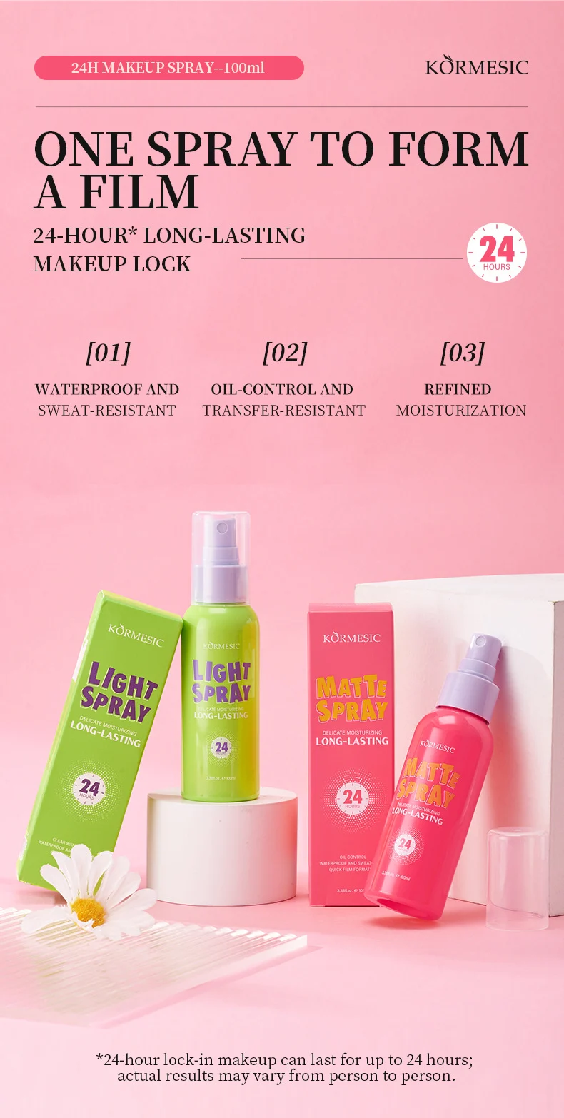 24H Long-Lasting Makeup Setting Spray - Matte & Water Glow (100ml) 1 makeup setting spray spu836820917919 desc 1