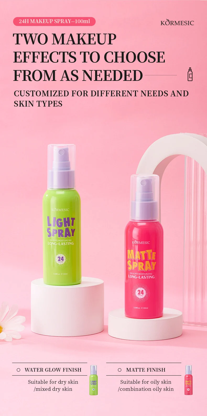 24H Long-Lasting Makeup Setting Spray - Matte & Water Glow (100ml) 6 makeup setting spray spu836820917919 desc 6