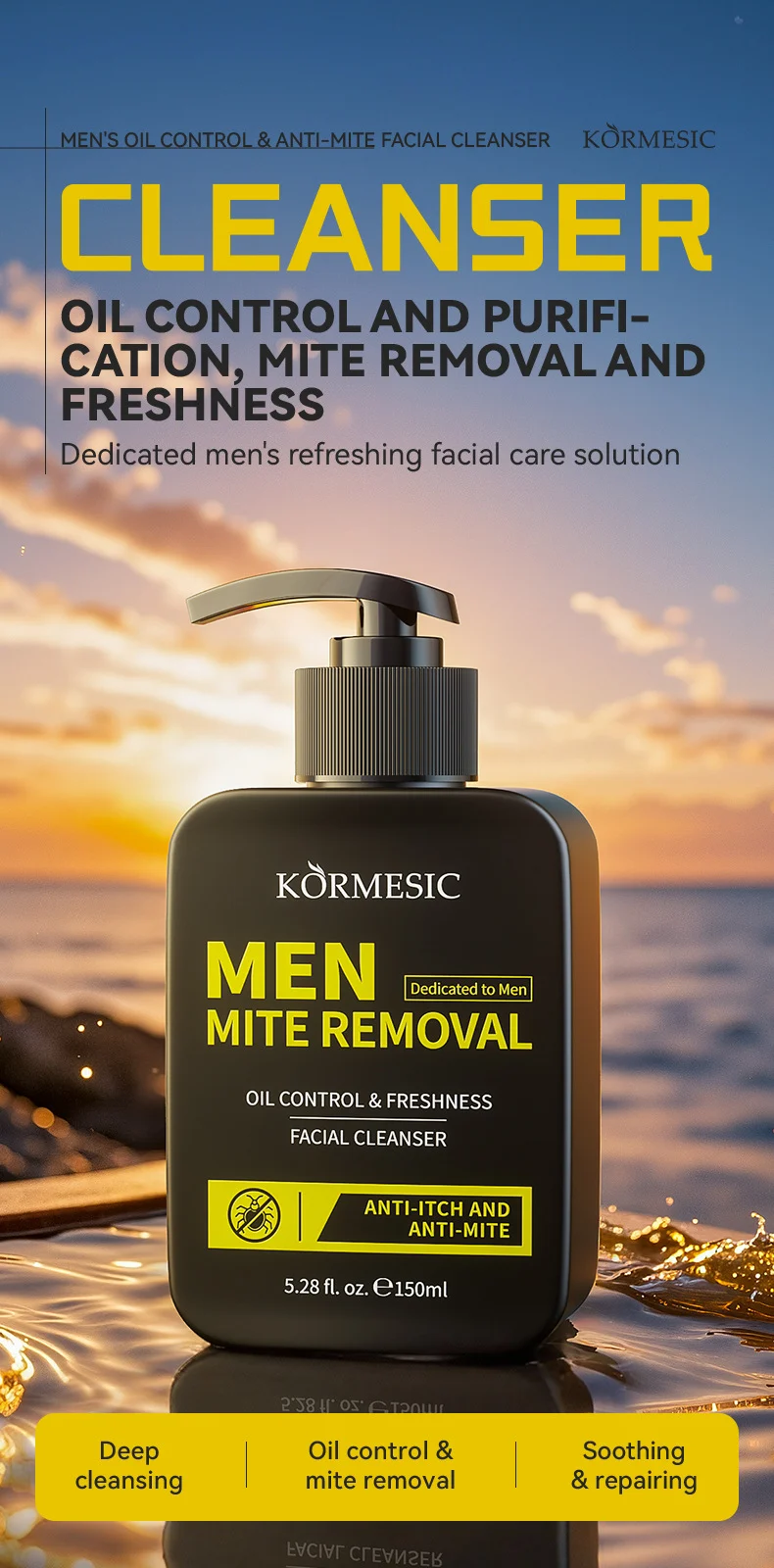 Men's Oil Control & Anti-Mite Facial Cleanser - Deep Cleansing 150ml 1 mens oil control anti mite facial cleanser spu996869415732 desc 1