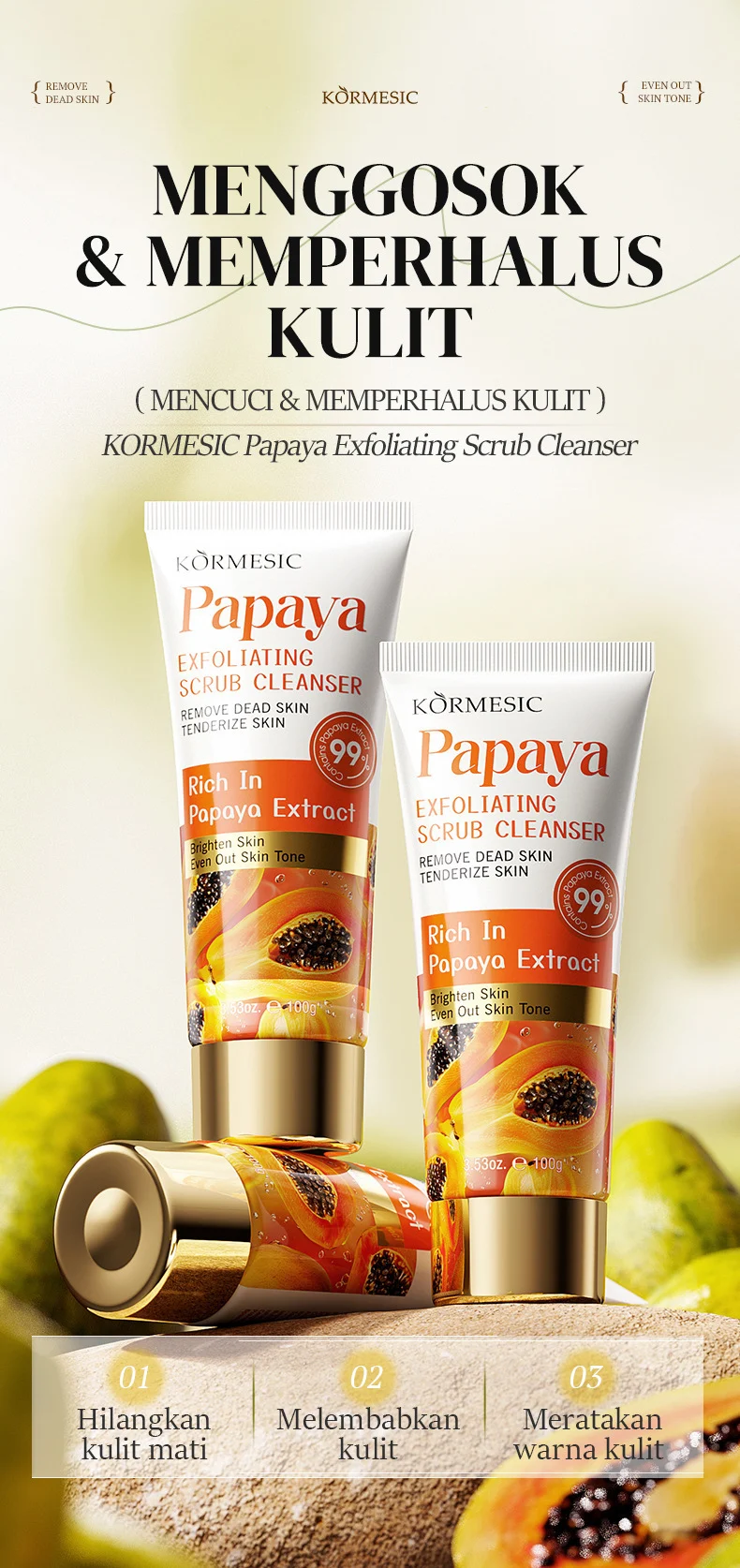 Papaya Exfoliating Scrub Cleanser - Brightens & Smooths Skin, 100g 2 papaya exfoliating scrub cleanser spu946540076746 desc 2