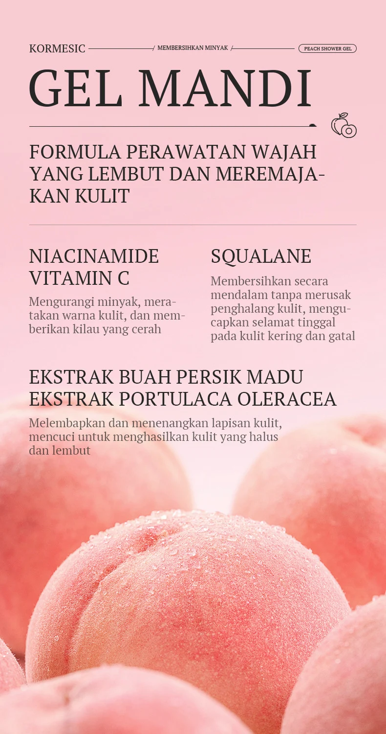 Peach Shower Gel - Smooth Glowing Skin Body Wash 500ml 4 peach shower gel spu878134439528 desc 4