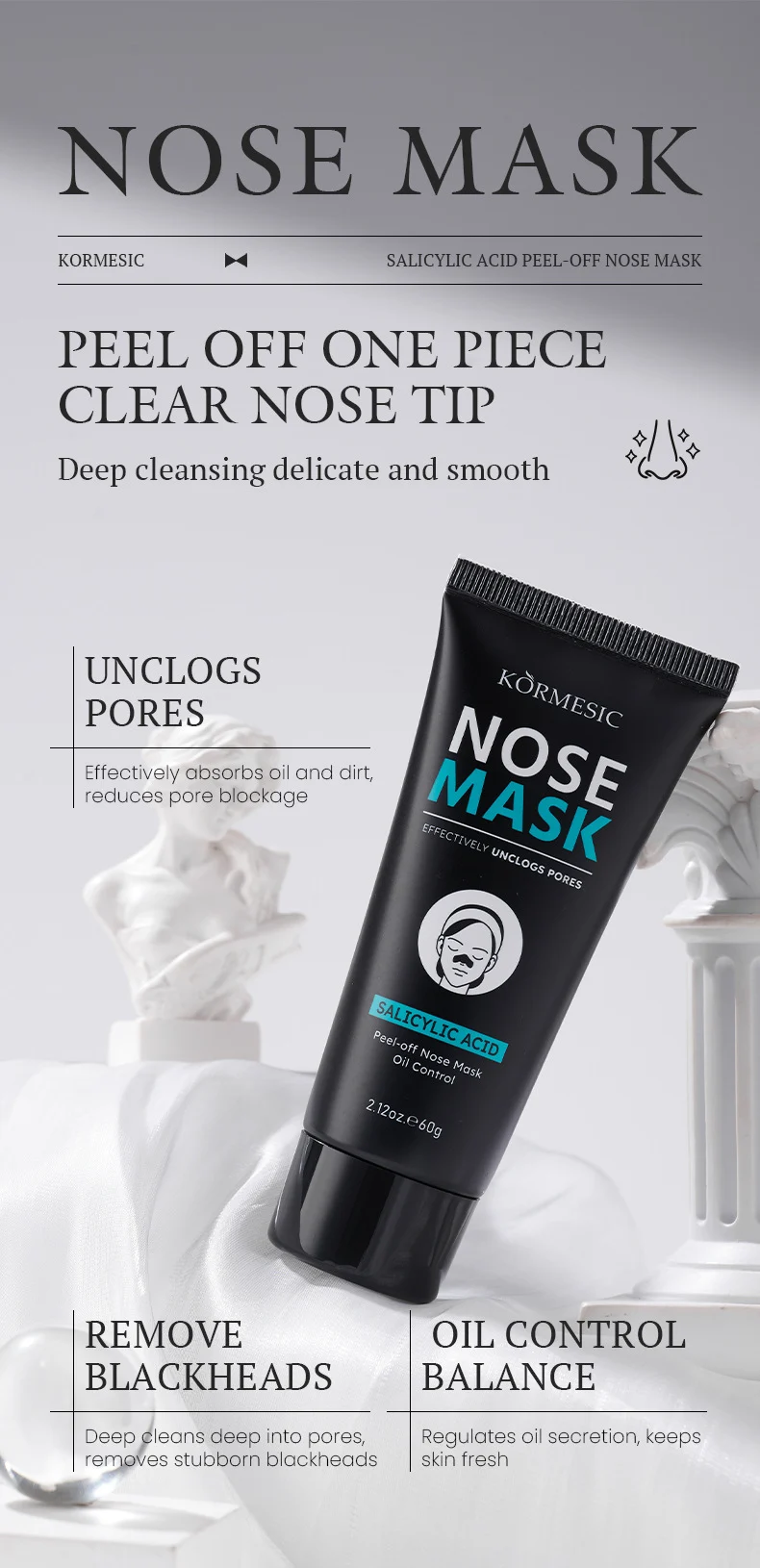 Salicylic Acid Peel Off Nose Mask for Blackhead Removal & Oil Control 60g 2 peel off nose mask spu977585977686 desc 2