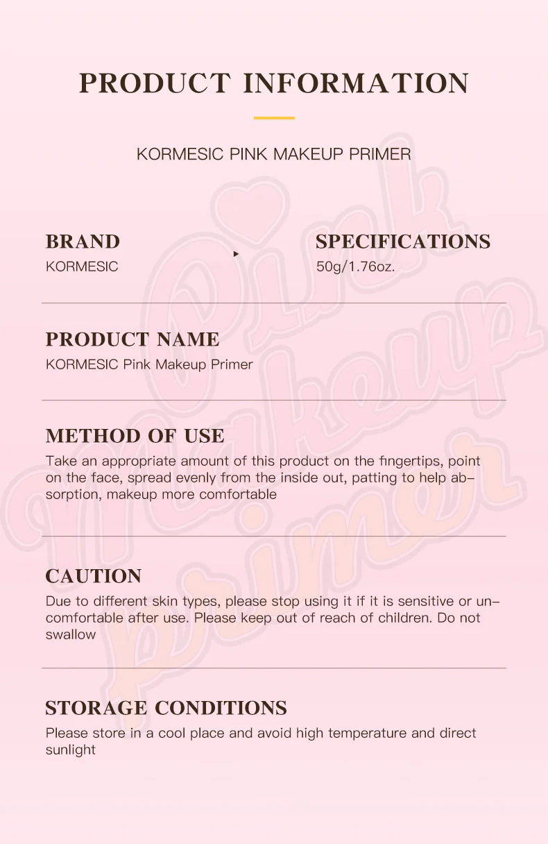 Pink Makeup Primer - Pore Minimizing & Hydrating Foundation Base 5 pink makeup primer spu816547151259 desc 5