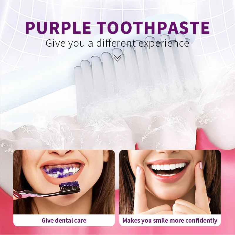 Purple Whitening Toothpaste for Bright Teeth & Fresh Breath - 30ml 11 purple whitening toothpaste spu807890183345 desc 11