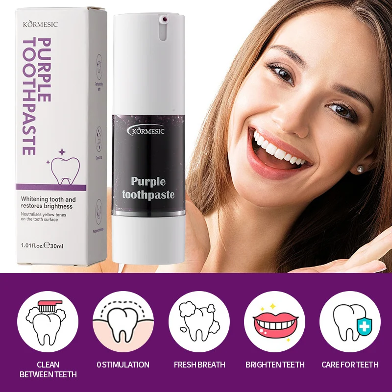 Purple Whitening Toothpaste for Bright Teeth & Fresh Breath - 30ml 9 purple whitening toothpaste spu807890183345 desc 9
