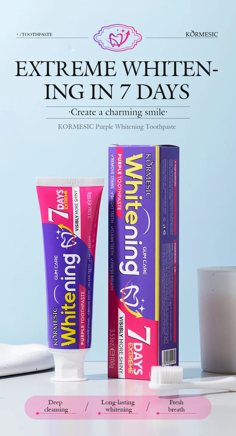 Purple Whitening Toothpaste - Advanced Stain Removal & Brightening, 100g 1 purple whitening toothpaste spu998510767541 desc 1