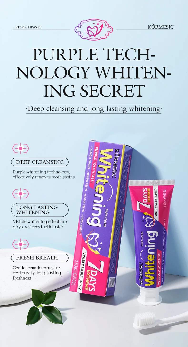 Purple Whitening Toothpaste - Advanced Stain Removal & Brightening, 100g 3 purple whitening toothpaste spu998510767541 desc 3