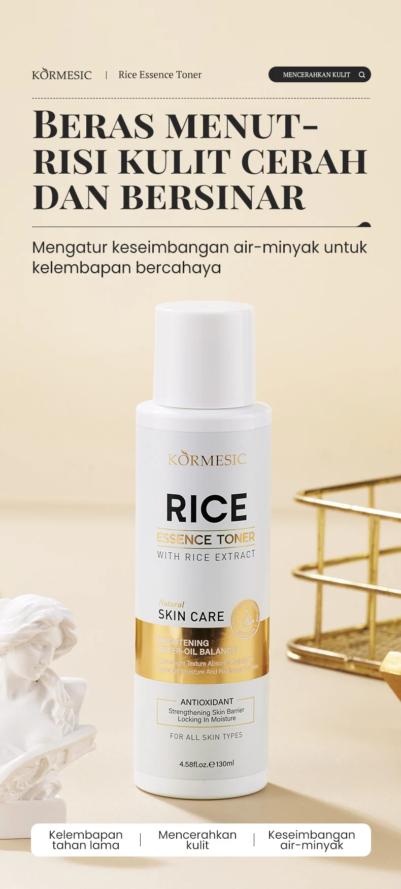 Rice Essence Toner for Hydration, Brightening & Antioxidant Protection 130ml 1 rice essence toner spu983378468097 desc 1