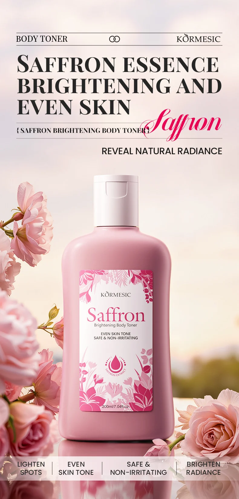 Saffron Brightening Body Toner for Even Skin Tone & Light Spots - 200ml 3 saffron brightening body toner spu998088614655 desc 3