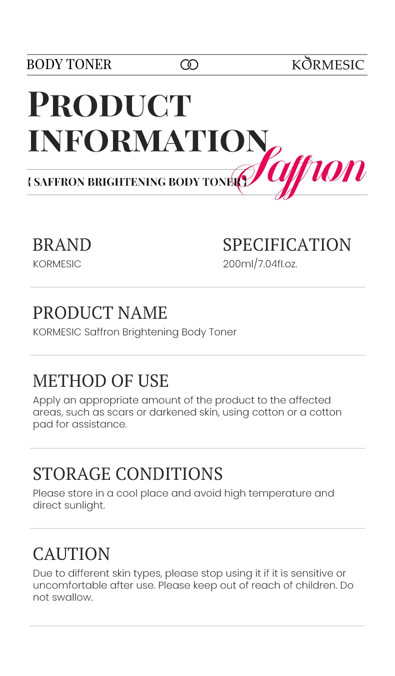 Saffron Brightening Body Toner for Even Skin Tone & Light Spots - 200ml 9 saffron brightening body toner spu998088614655 desc 9