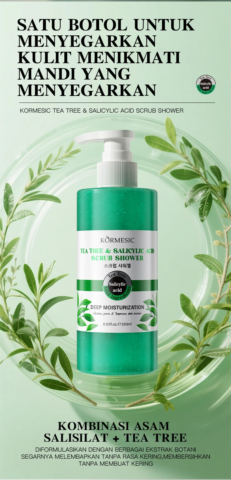 Tea Tree & Salicylic Acid Scrub Shower Gel - Deep Moisturizing & Pore Cleansing 3 tea tree salicylic acid scrub shower gel spu949006724606 desc 3
